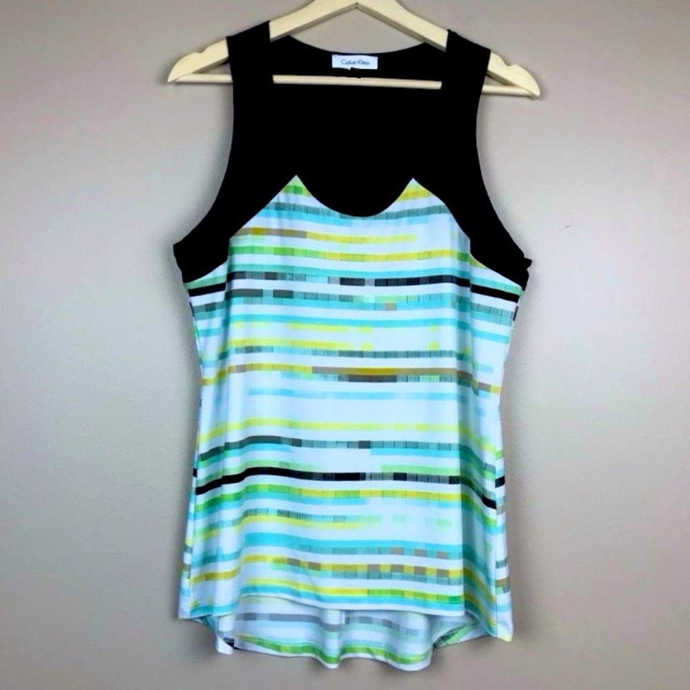Women’s Calvin Klein High/Low Multi-Stripe Tank Top